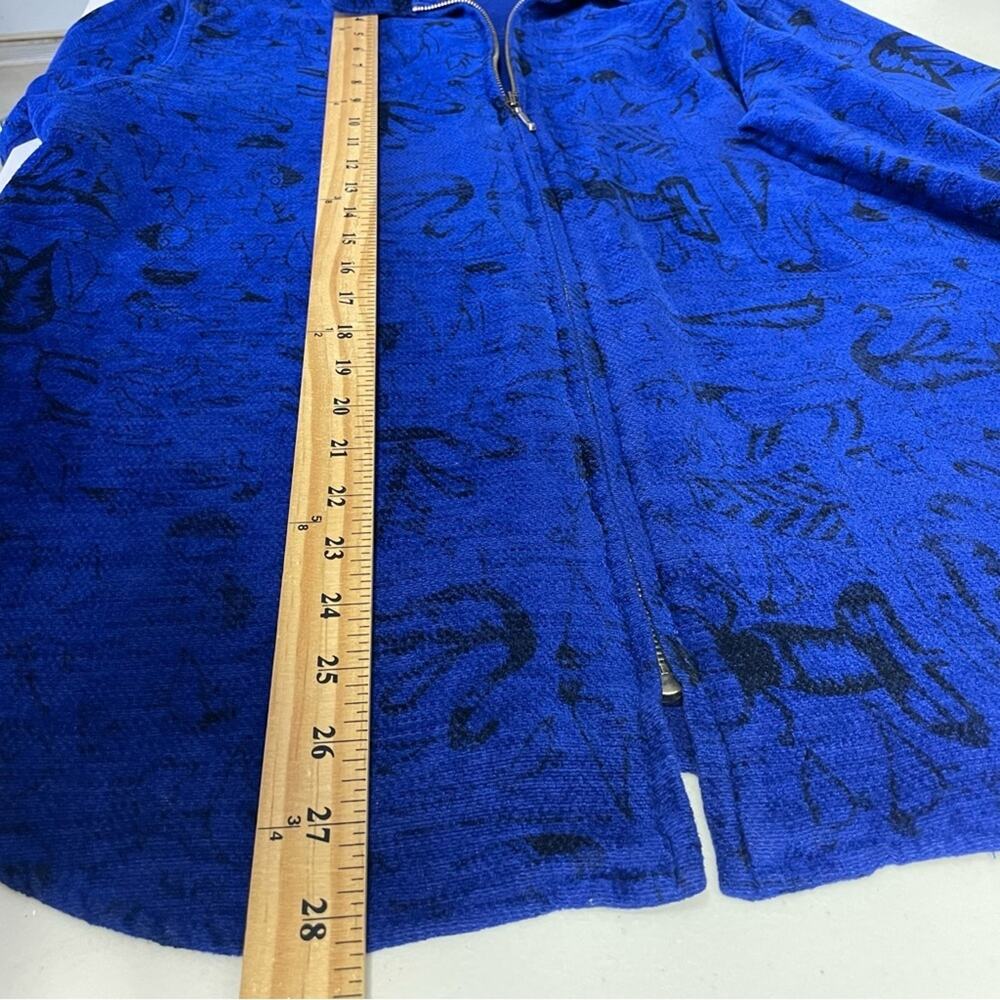 Chico's Design full zip blouse dark blue with black animal/insect/bird size 2 - Picture 12 of 12